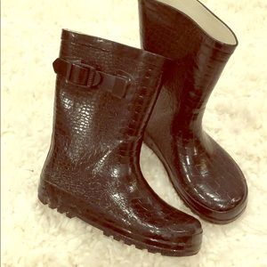 Henry Ferrera black snake rain boots kids sz 12